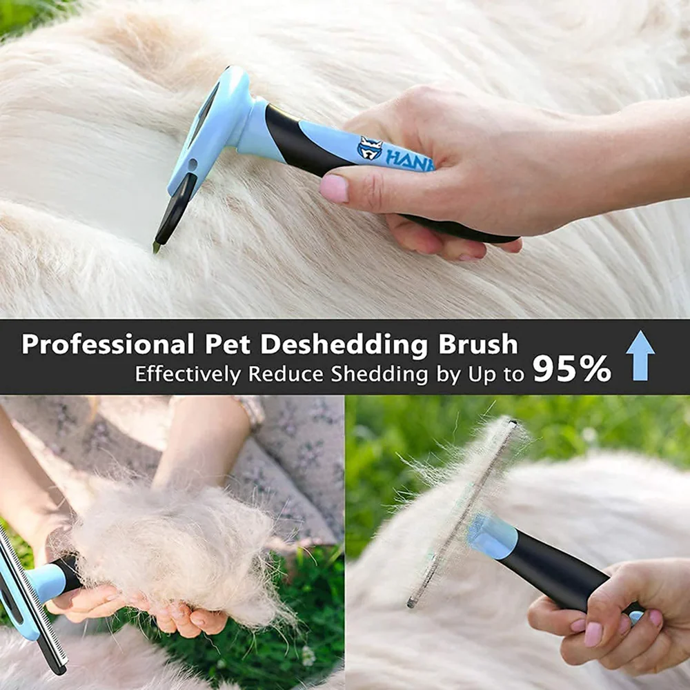 Hank Grooming Brush shedding for Pets (Blue) - Image 2