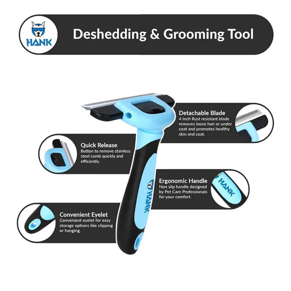 Hank Grooming Brush shedding for Pets (Blue) - Image 4