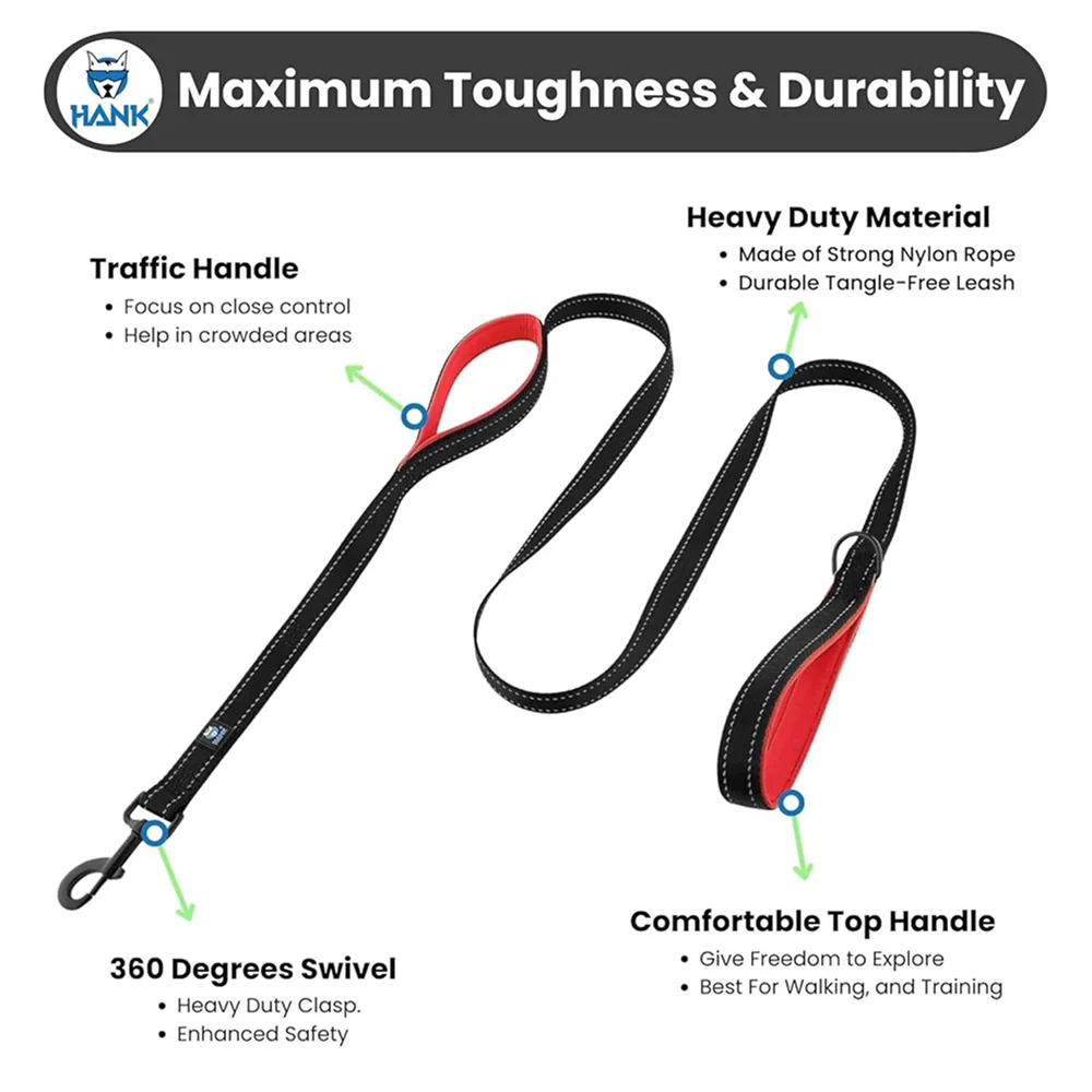 Hank Leash Design for Heavy Puller Dogs (Red) - Image 2