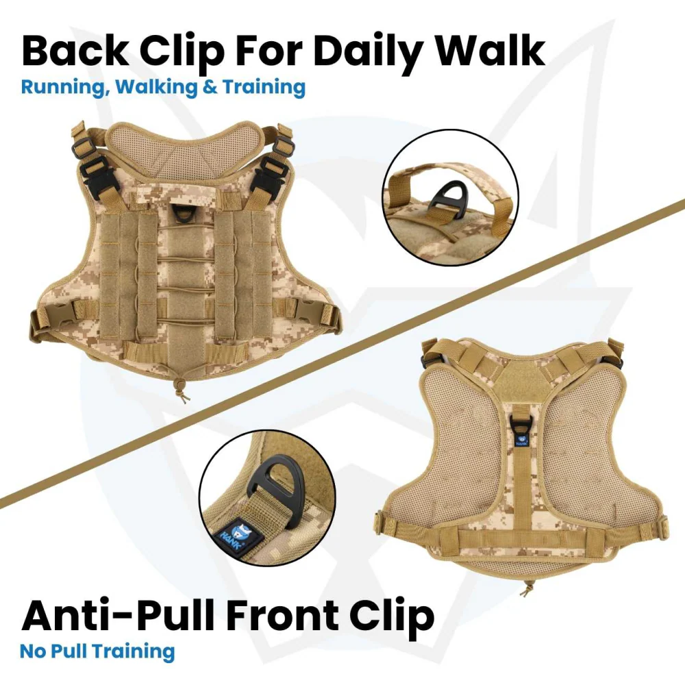 Hank No Pull Strong Front Metal Buckle Harness for Dogs (Military Brown) - Image 4