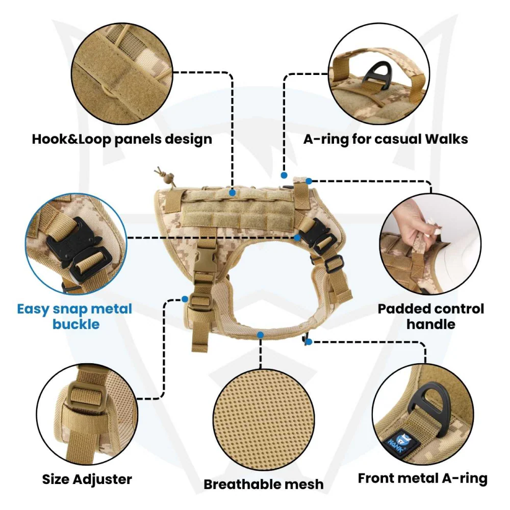 Hank No Pull Strong Front Metal Buckle Harness for Dogs (Military Brown) - Image 7