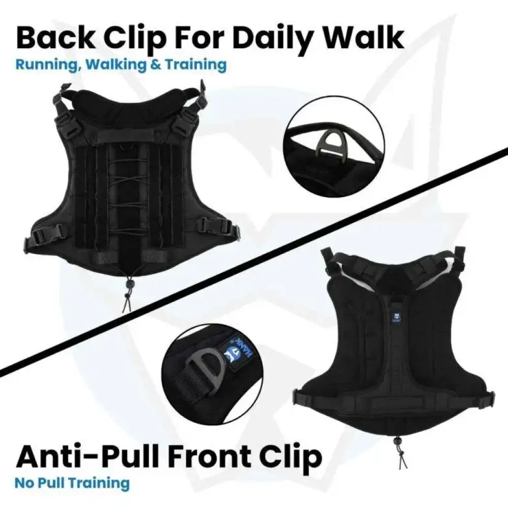 Hank No Pull Strong Front Metal Buckle Harness for Dogs (Military Black) - Image 4