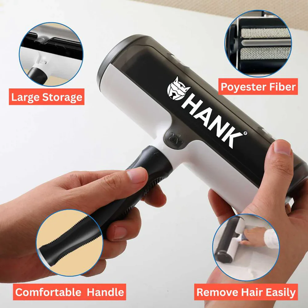 Hank Pet Hair Remover Reusable Lint Remover Roller Brush (Black) - Image 2