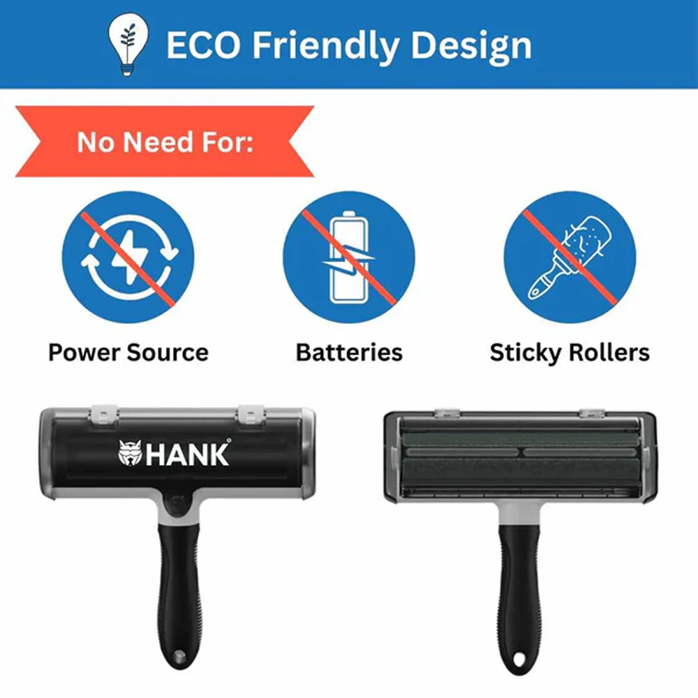 Hank Pet Hair Remover Reusable Lint Remover Roller Brush (Black) - Image 4