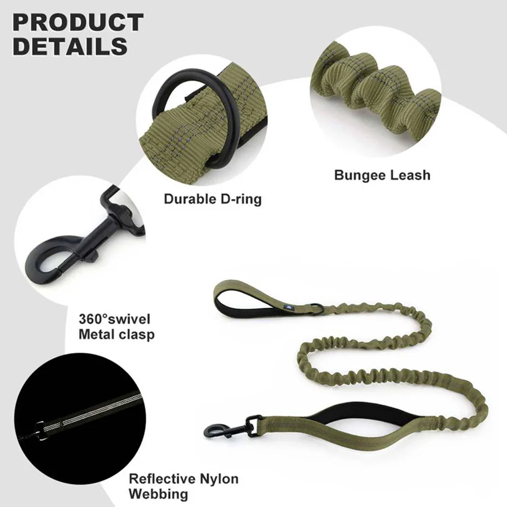 Hank Tactical Bungee Leash for Dogs (Green) - Image 2