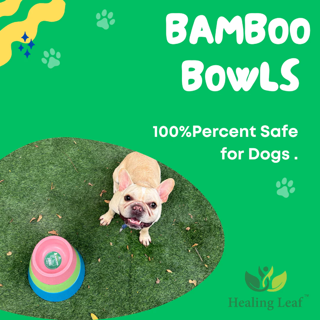 Healing Leaf Eco Friendly Bamboo Bowl for Dogs and Cats (Dark Blue) - Image 6