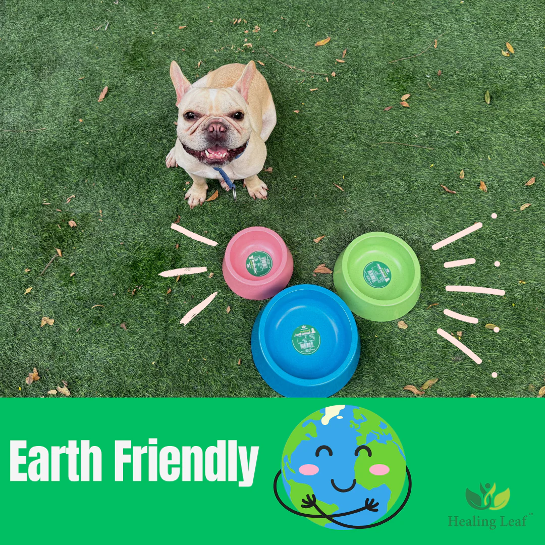 Healing Leaf Eco Friendly Bamboo Bowl for Dogs and Cats (Dark Blue) - Image 8