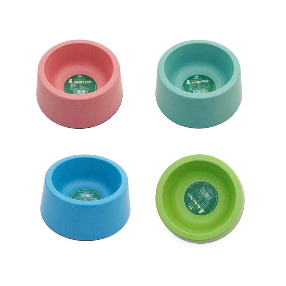 Healing Leaf Eco Friendly Bamboo Bowl for Dogs and Cats (Dark Blue) - Image 9