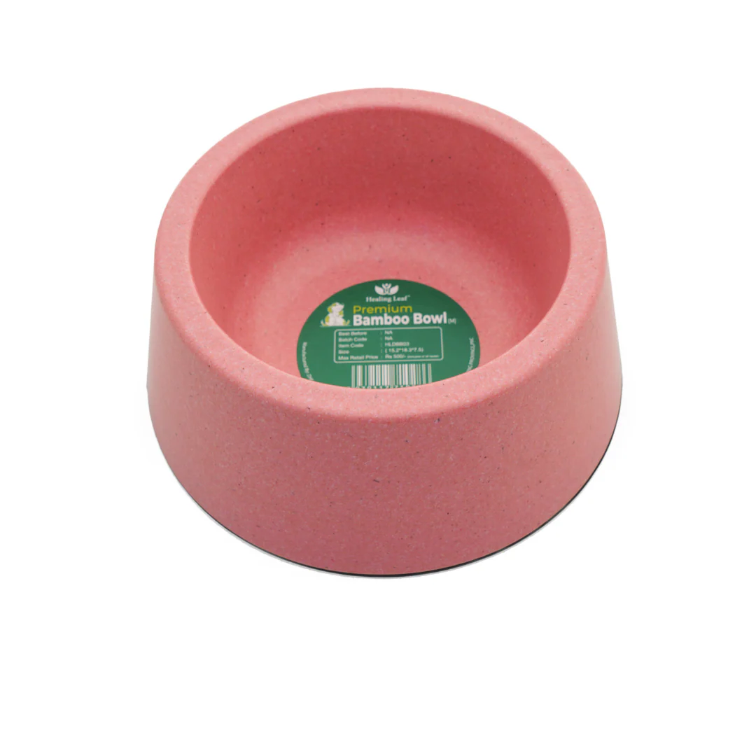 Healing Leaf Eco Friendly Bamboo Bowl for Dogs and Cats (Pink)