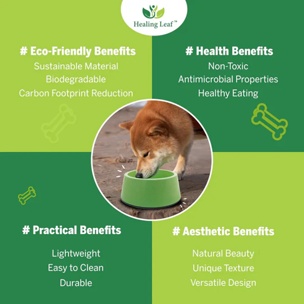 Healing Leaf Eco Friendly Bamboo Bowl for Dogs and Cats (Yellow) - Image 5
