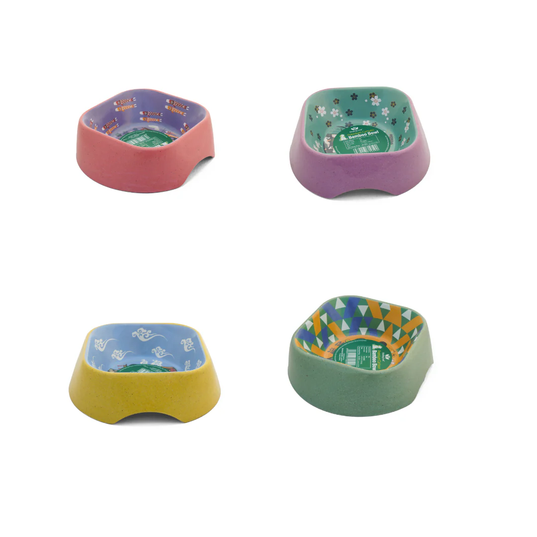 Healing Leaf Eco Friendly Cartoon Bamboo Bowl for Dogs and Cats (Green) - Image 7
