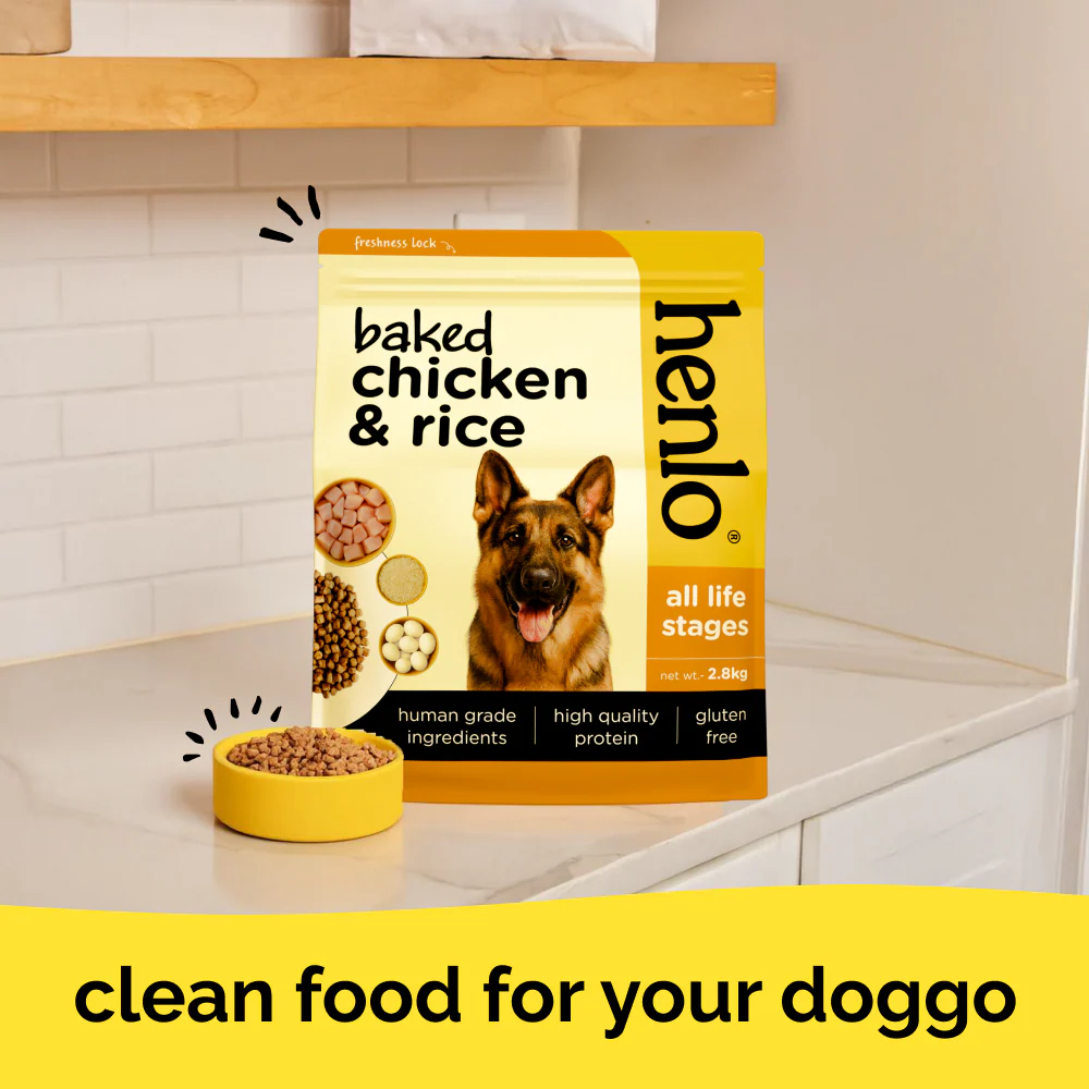 Henlo Baked Chicken & Rice Adult and Puppy Gluten free Dog Dry Food | 100% human grade ingredients