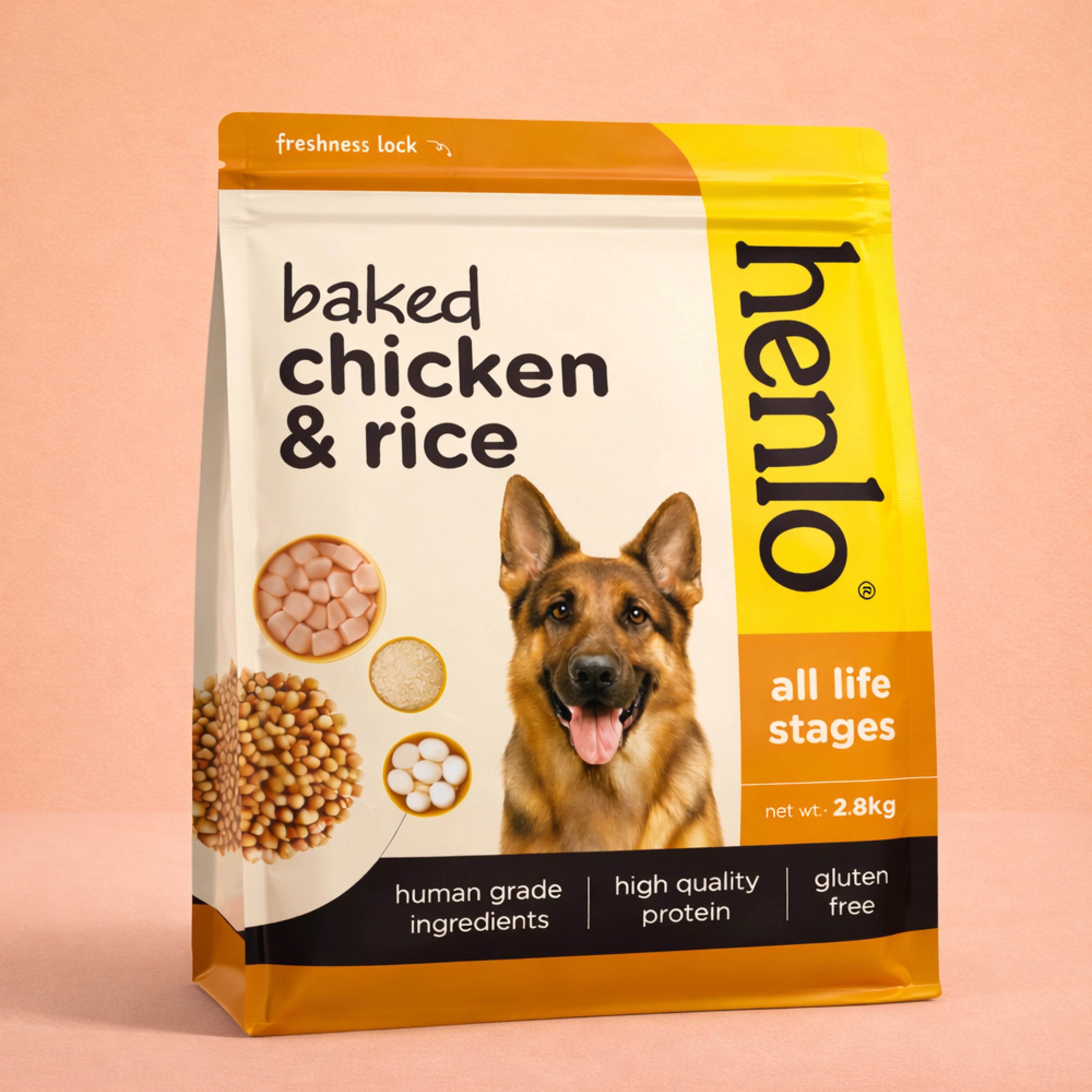 Henlo Baked Chicken & Rice Adult and Puppy Gluten free Dog Dry Food | 100% human grade ingredients - Image 13