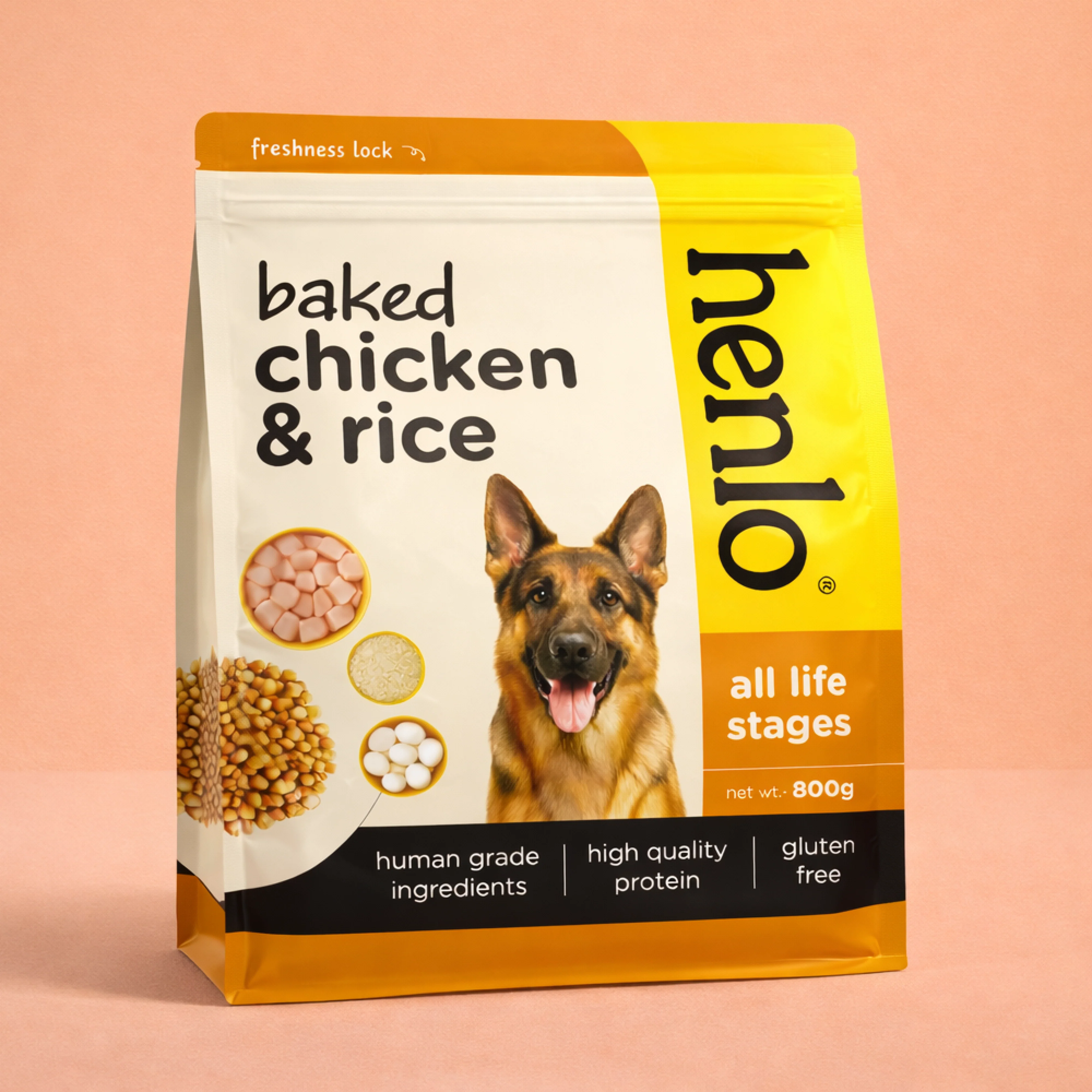 Henlo Baked Chicken & Rice Adult and Puppy Gluten free Dog Dry Food | 100% human grade ingredients - Image 14