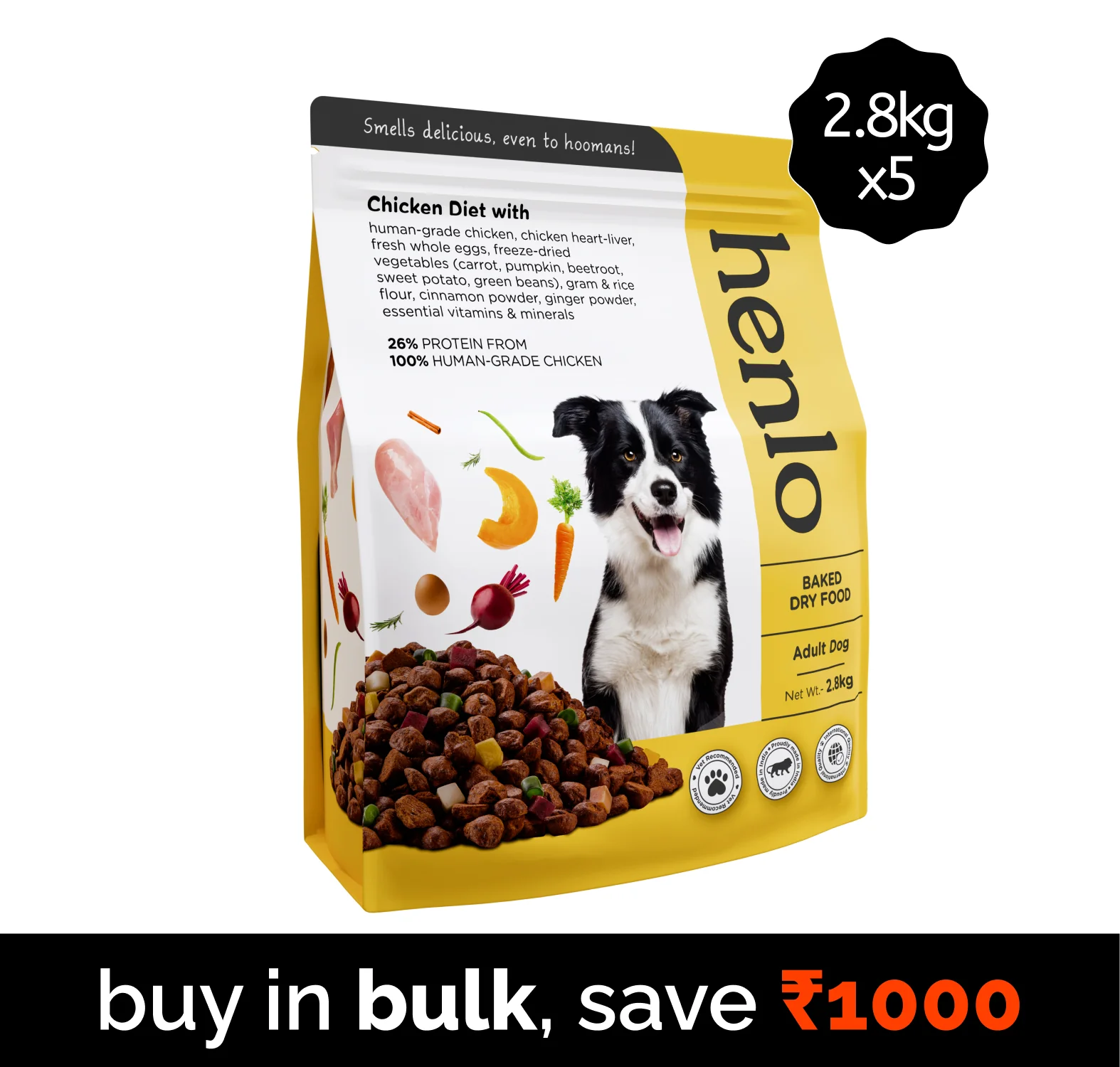 Henlo Baked Chicken & Vegetable Dry Food for Adult Dogs | High Protein | 100% Human Grade Ingredients - Image 21