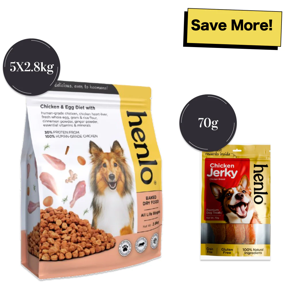 Henlo Chicken and Egg Baked Dry Food for Adult Dogs & Puppies and Chicken Jerky Treats for Dogs Combo - Image 11
