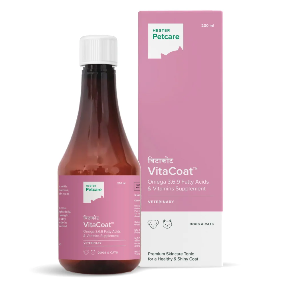 Hester Vitacoat Syrup Omega & Vitamin Supplement 200ml for Dogs and Cats