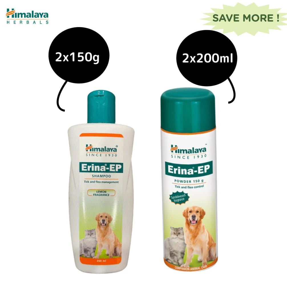 Himalaya Erina EP Tick & Flea Shampoo (Lemon Fragrance) and Tick & Flea Dusting Powder for Dogs and Cats Combo - Image 6