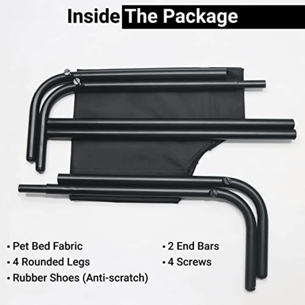 Hiputee Canvas Elevated Bed for Dogs and Cats (Black) - Image 3
