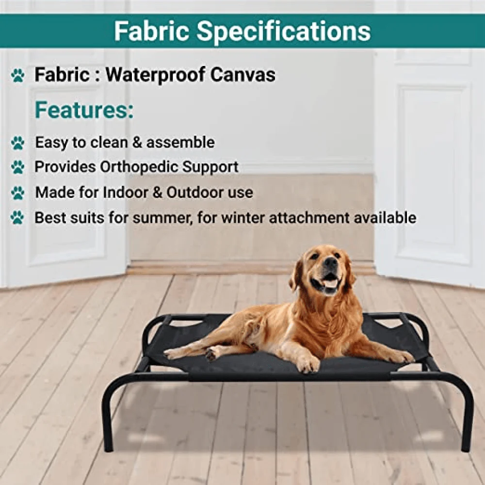 Hiputee Canvas Elevated Bed for Dogs and Cats (Black) - Image 6