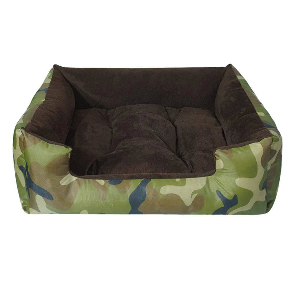 Hiputee Polyester Canvas Velvet Fabric Rectangular Bed for Dogs and Cats (Armyprint) - Image 4