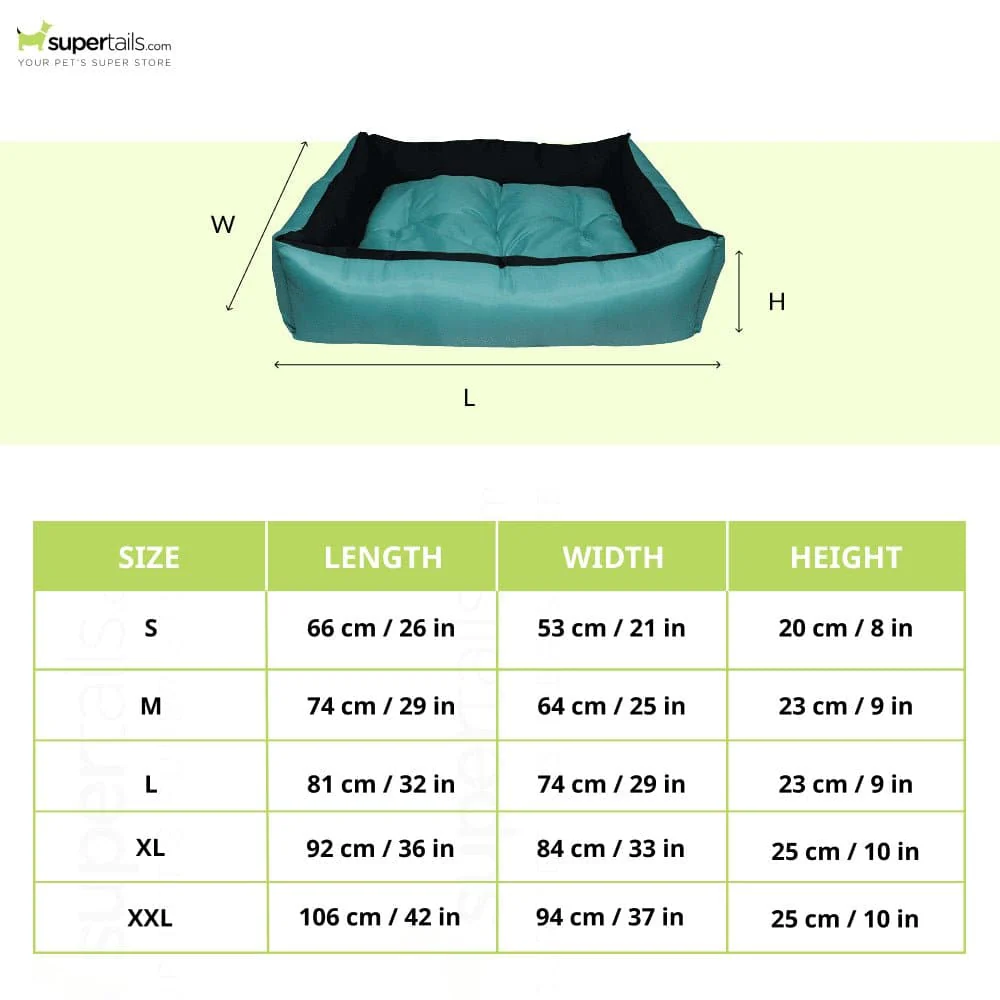 Hiputee Rectangular Premium Waterproof Reversible Bed for Dogs and Cats (SkyBlue & Black) - Image 2