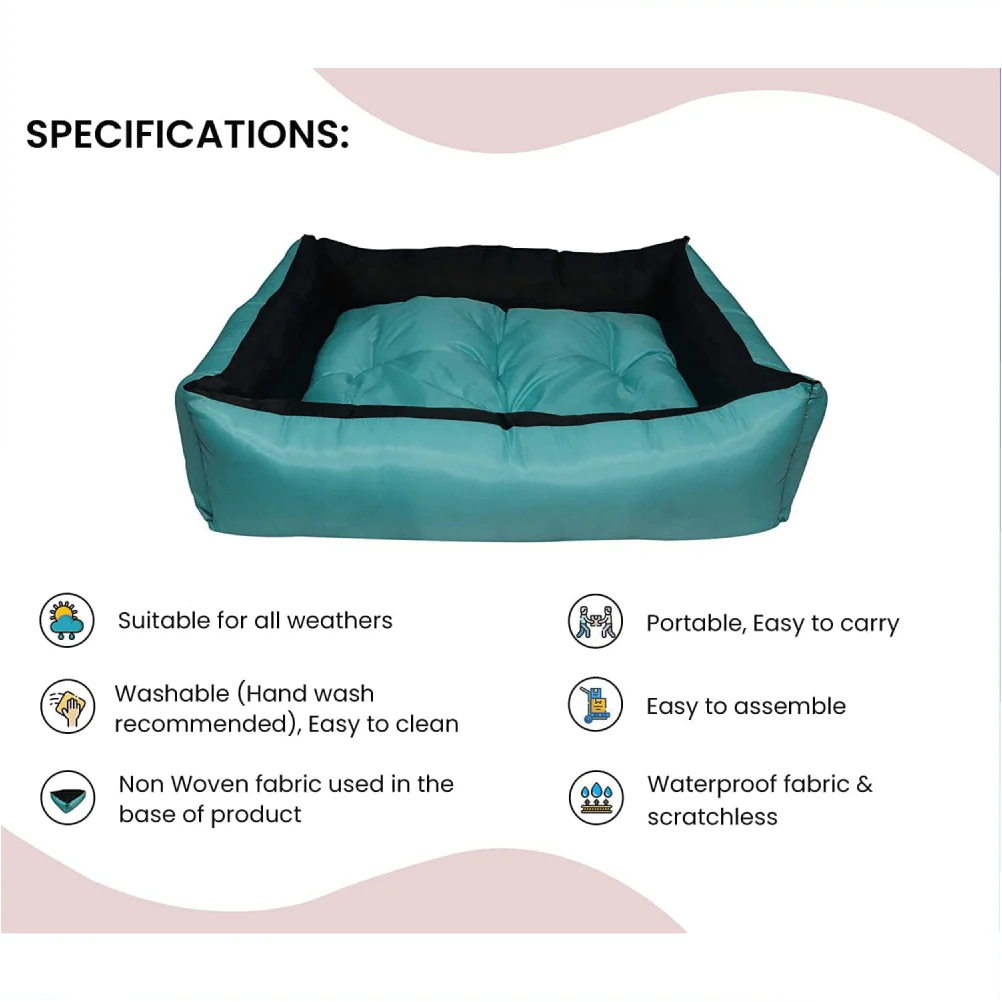 Hiputee Rectangular Premium Waterproof Reversible Bed for Dogs and Cats (SkyBlue & Black) - Image 4