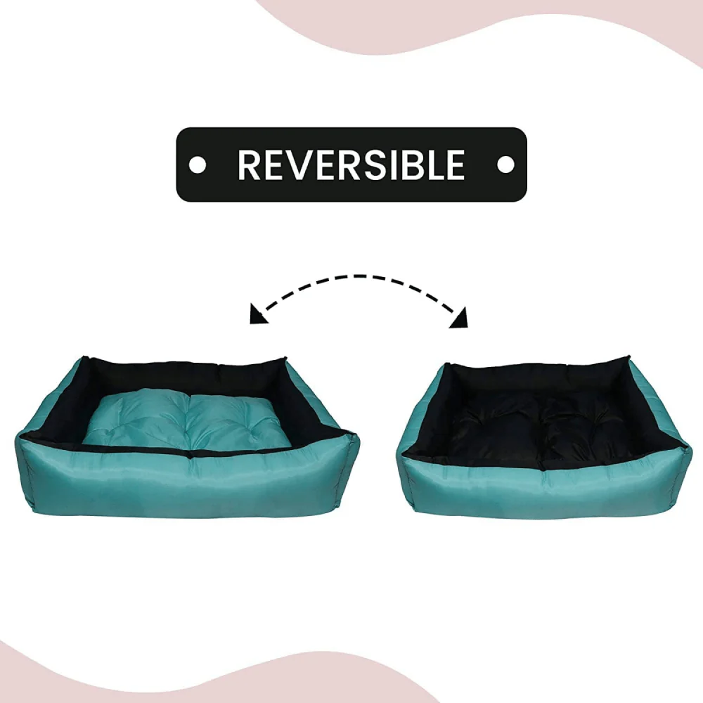 Hiputee Rectangular Premium Waterproof Reversible Bed for Dogs and Cats (SkyBlue & Black) - Image 5