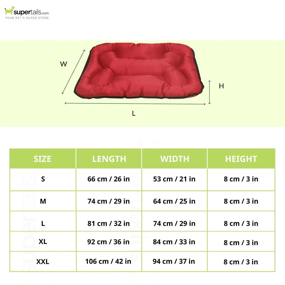 Hiputee Rectangular Shape Waterproof Polyester Fabric Bone Shaped Cushion Bed for Dogs and Cats (Red) - Image 2
