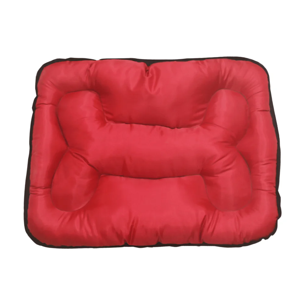 Hiputee Rectangular Shape Waterproof Polyester Fabric Bone Shaped Cushion Bed for Dogs and Cats (Red) - Image 3