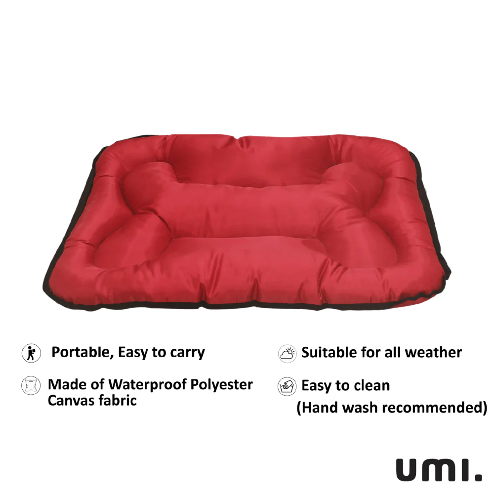 Hiputee Rectangular Shape Waterproof Polyester Fabric Bone Shaped Cushion Bed for Dogs and Cats (Red) - Image 5