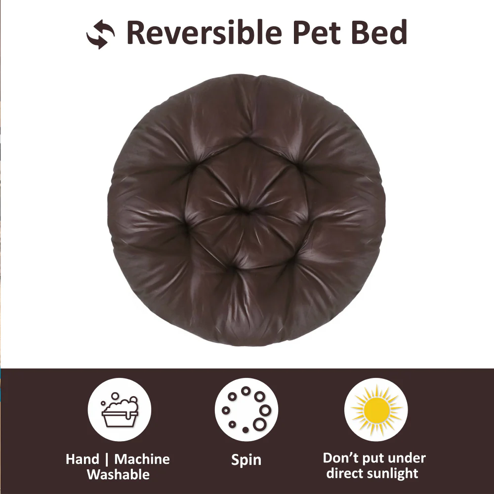 Hiputee Reversible Water Resistant Round Shape Cushion for Dogs and Cats (Brown) - Image 10