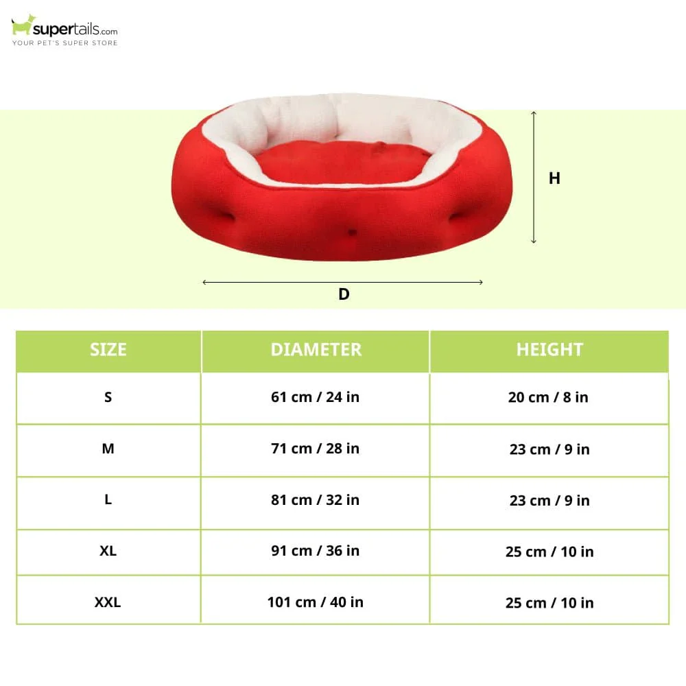 Hiputee Soft Dual Fabric Reversible Washable Bed with Cover for Dogs and Cats(White Sherpa Red Fleece) - Image 2