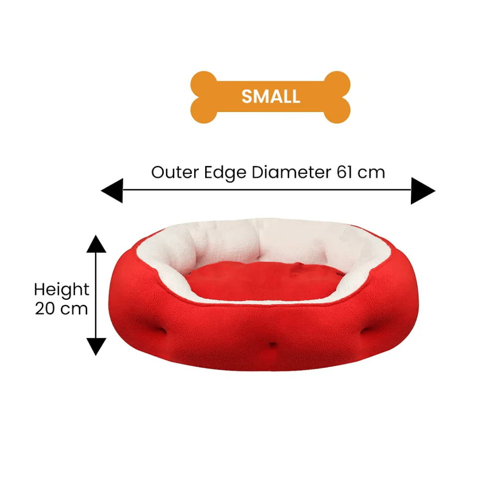Hiputee Soft Dual Fabric Reversible Washable Bed with Cover for Dogs and Cats(White Sherpa Red Fleece) - Image 3