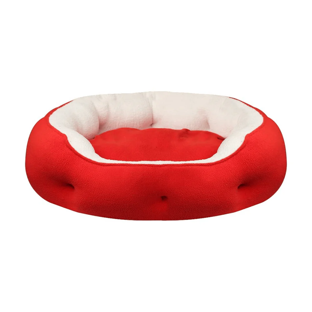 Hiputee Soft Dual Fabric Reversible Washable Bed with Cover for Dogs and Cats(White Sherpa Red Fleece) - Image 4