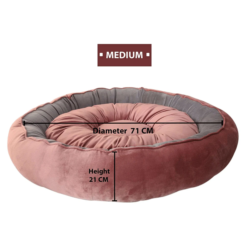 Hiputee Soft Velvet Cushion Cozy Reversible Washable Bed for Dogs and Cats (Peach & Grey) - Image 5