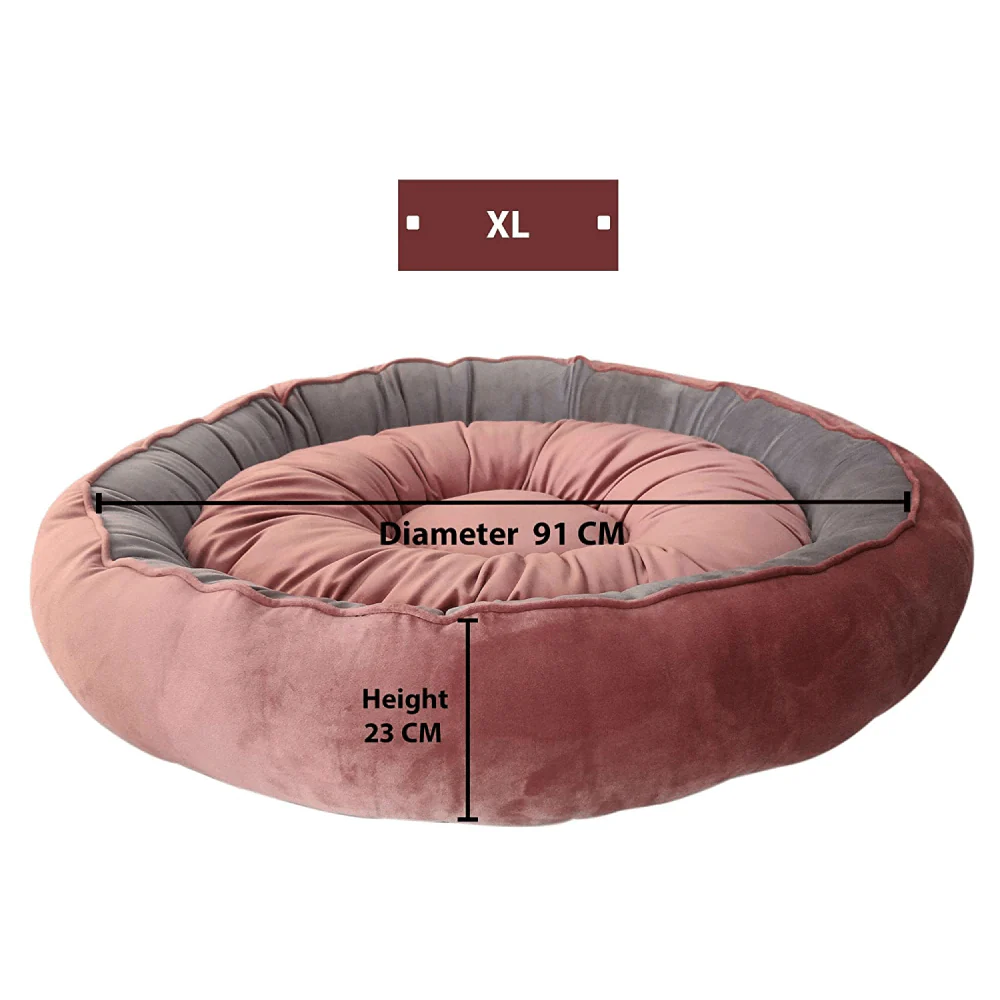 Hiputee Soft Velvet Cushion Cozy Reversible Washable Bed for Dogs and Cats (Peach & Grey) - Image 7
