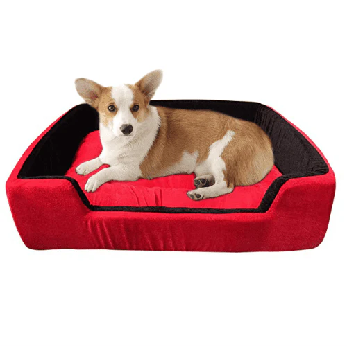 Hiputee Super Soft Dual Rectangle Velvet Bed for Dogs and Cats (Red Black) - Image 11
