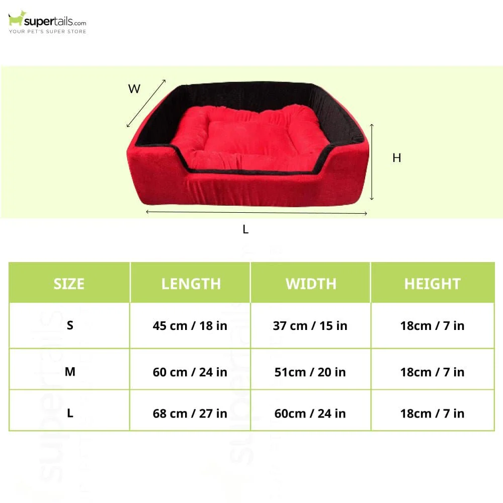 Hiputee Super Soft Dual Rectangle Velvet Bed for Dogs and Cats (Red Black) - Image 2