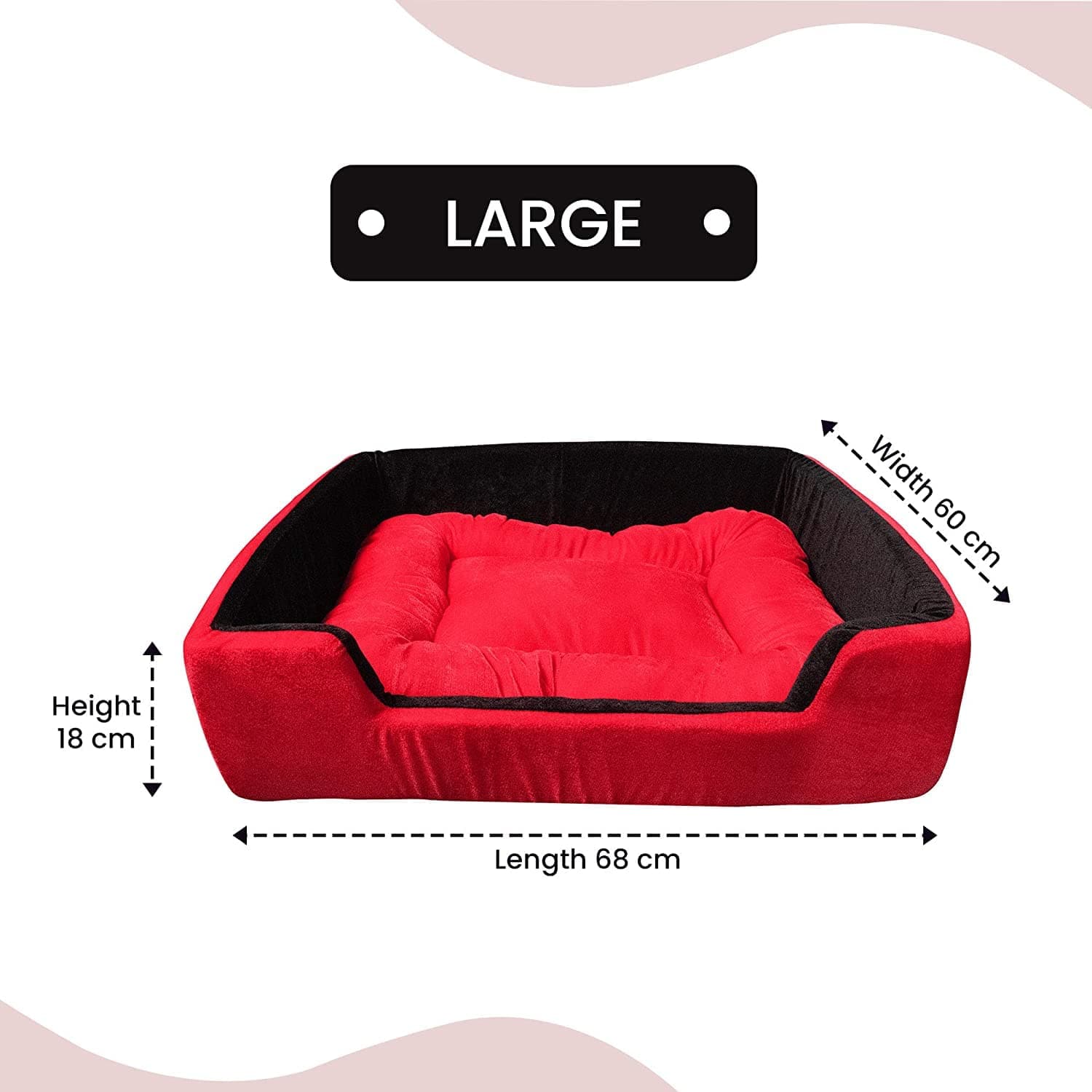 Hiputee Super Soft Dual Rectangle Velvet Bed for Dogs and Cats (Red Black) - Image 5