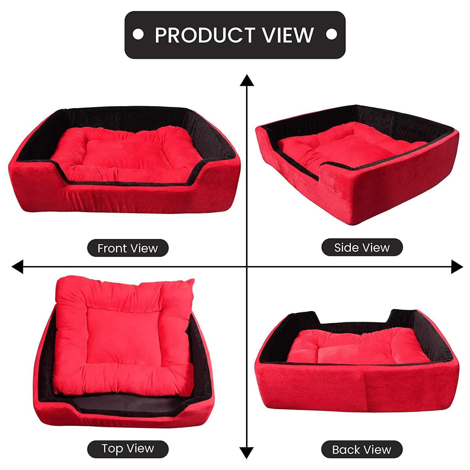 Hiputee Super Soft Dual Rectangle Velvet Bed for Dogs and Cats (Red Black) - Image 7