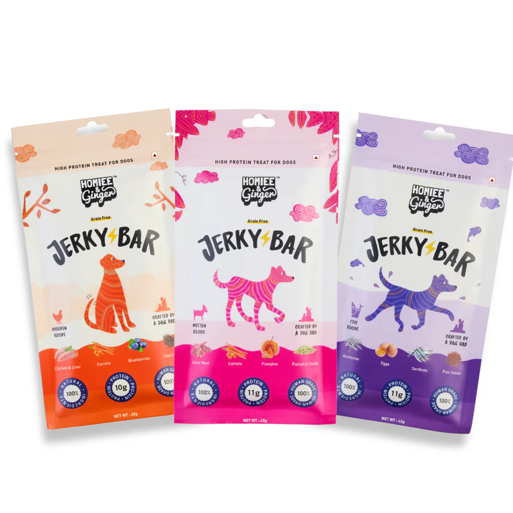 Homiee & Ginger Air Dried Grain Free Chicken, Mutton and Fish Jerky Bar Dog Treats Combo - Image 18