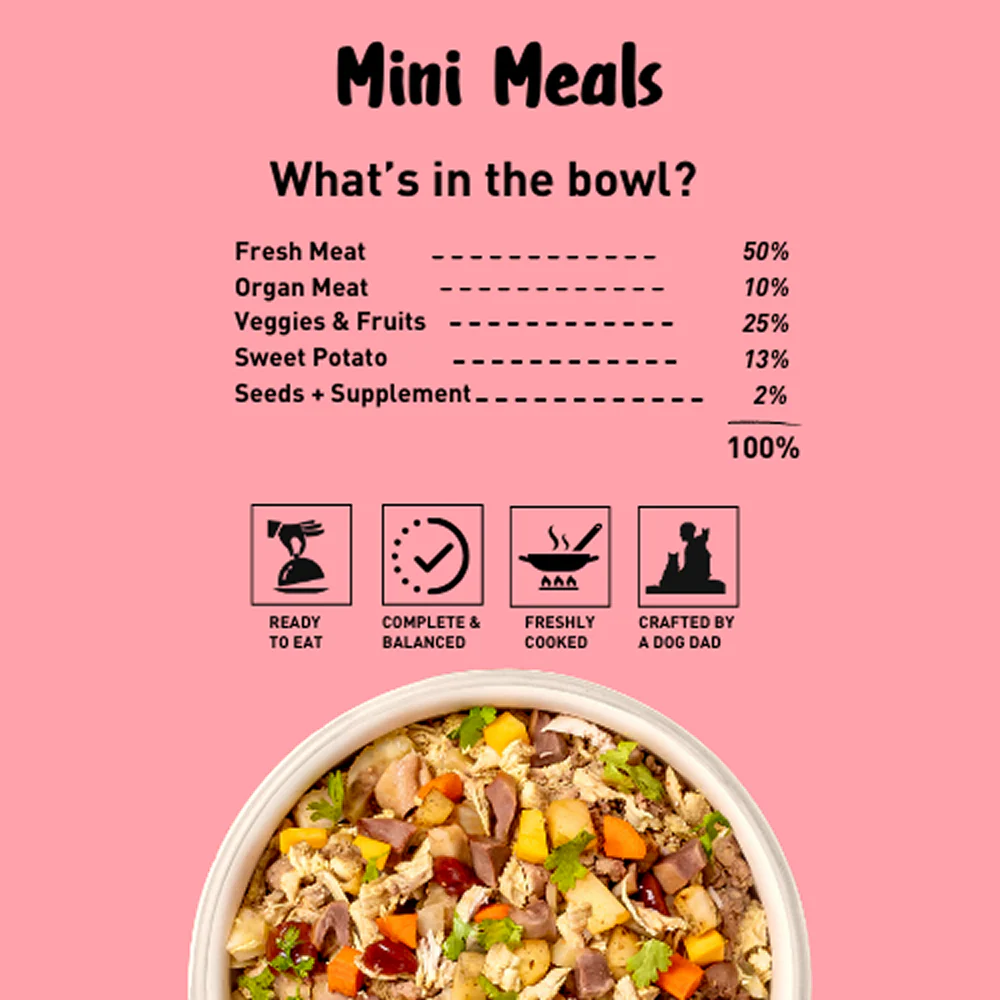 Homiee & Ginger Grain Free Mini Meals Chicken & Sweet Potato Fresh Food for Dogs - Image 5