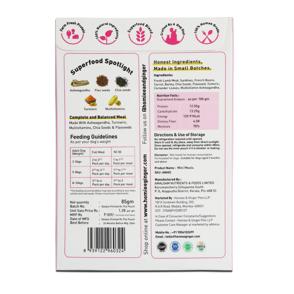 Homiee & Ginger Grain Free Mini Meals Surf & Turf, Lamb & Fish Fresh Food for Dogs - Image 7