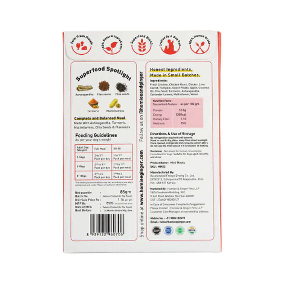 Homiee & Ginger Mini Meals Chicken & Barle, Chicken & Sweet Potato and Chicken & Quinoa Fresh Food for Dogs Combo - Image 9