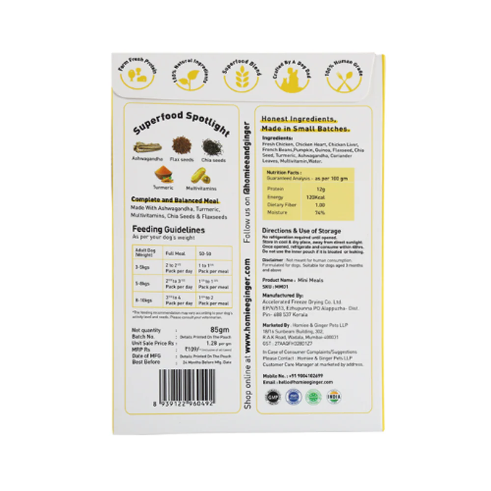 Homiee & Ginger Gluten Free Mini Meals Chicken & Quinoa Fresh Food for Dogs - Image 2