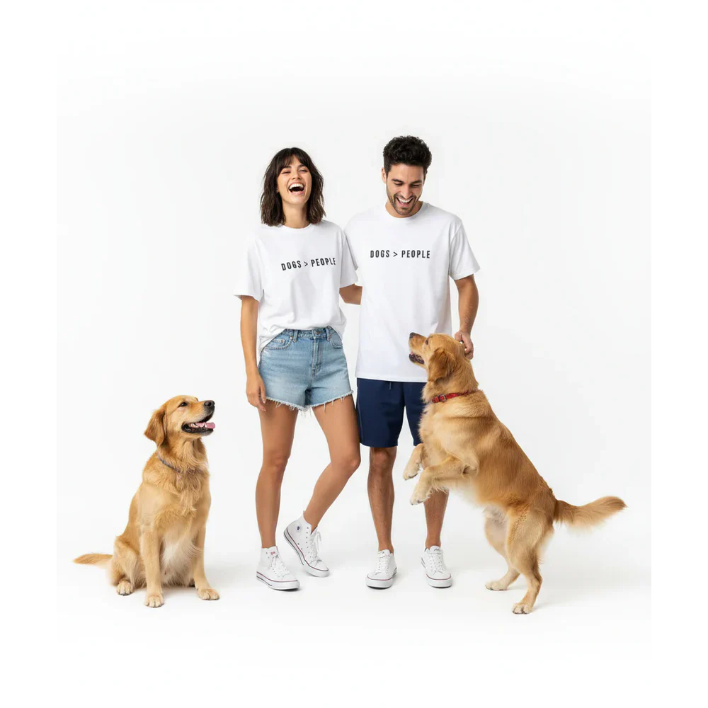 Hoomans Dogs > People Oversized T Shirt for Men and Women (White) - Image 4