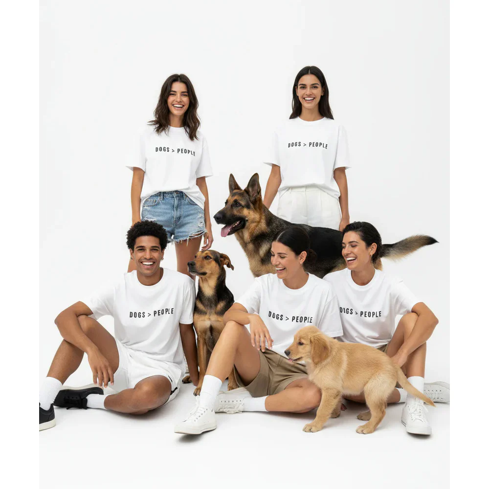 Hoomans Dogs > People Oversized T Shirt for Men and Women (White) - Image 6