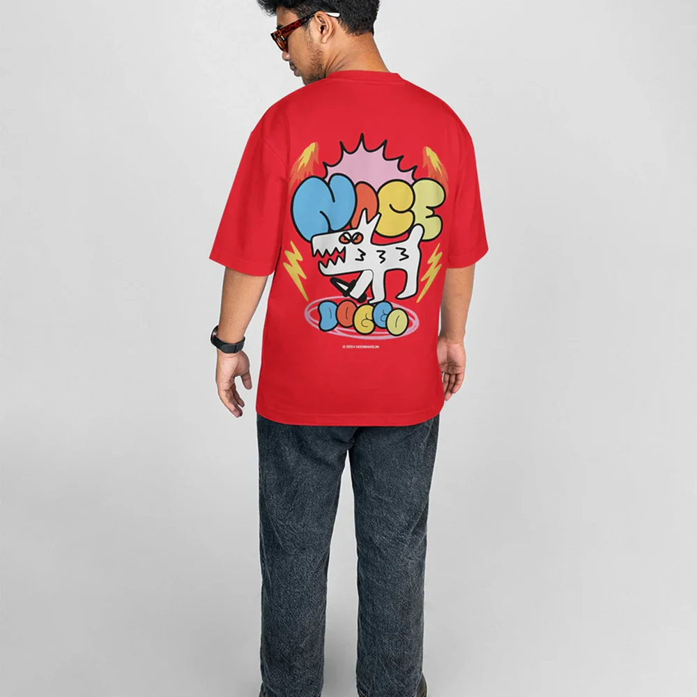 Hoomans Nice Doggo T Shirt for Men and Women (Red) - Image 5