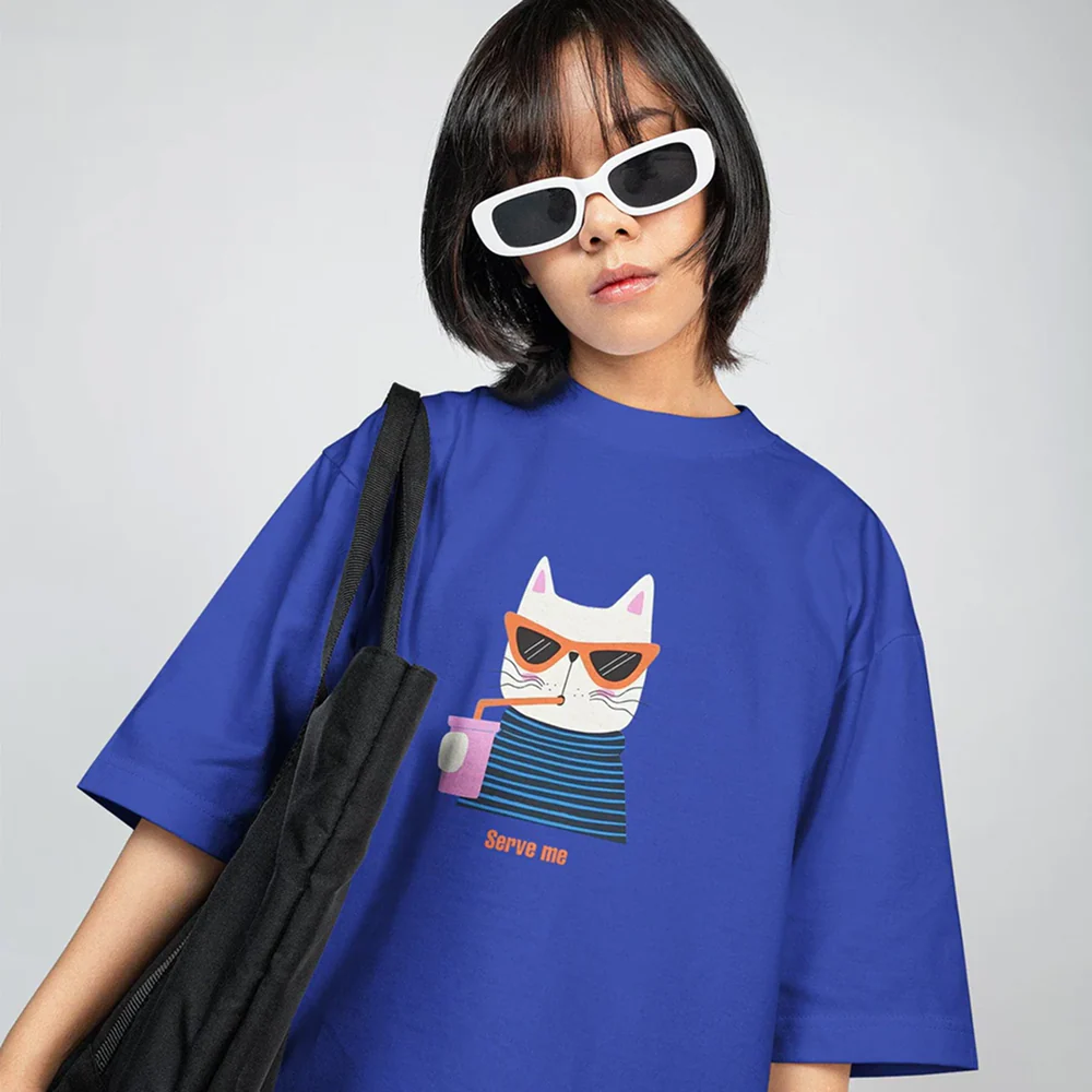 Hoomans Serve Me T Shirt for Men and Women (Blue) - Image 3